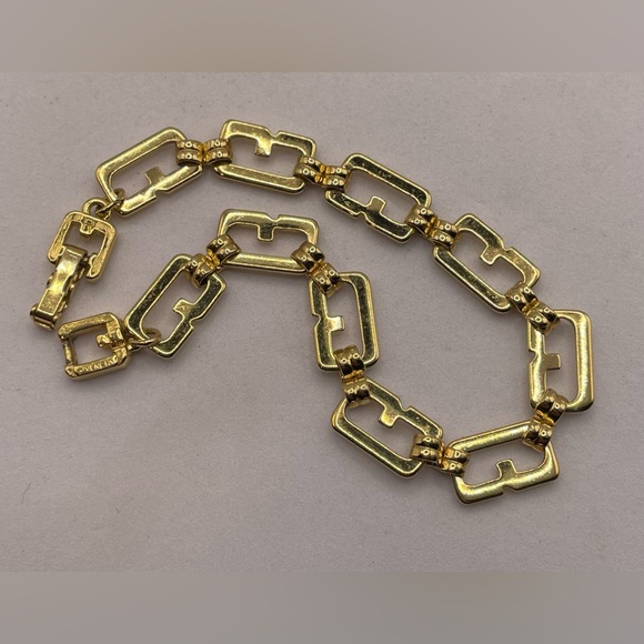 Vintage Signed Givenchy Gold Tone Logo G's Chain Link Statement Bracelet - Picture 6 of 11